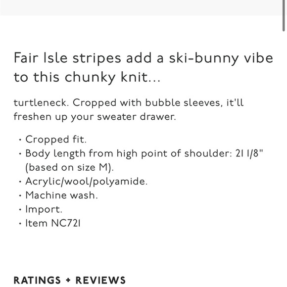 Madewell‎ Somervell Fair Isle Turtleneck Sweater XXS Oversized Cream Knit Crop - Picture 4 of 12